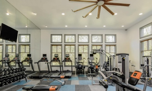 a gym with exercise equipment