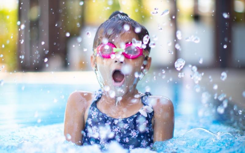 a child in a pool